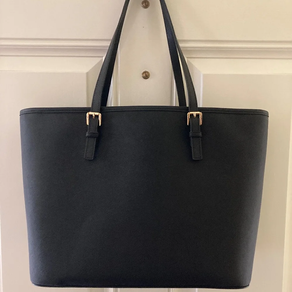 Michael Kors Black Saffiano Leather Large Jet Set Travel TZ Tote/$278 RETAIL/NEW